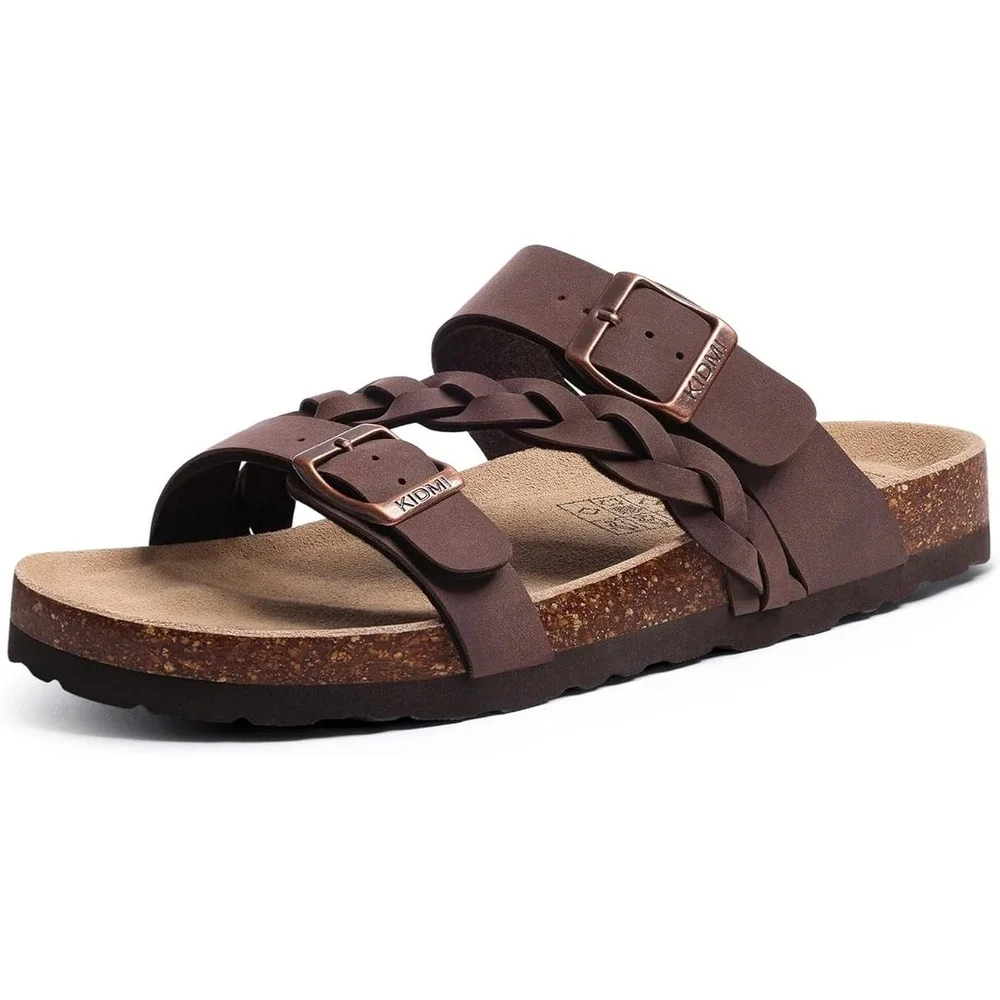 Women's Arch Support Cork Sandals – Slip-On Slides with Buckle – Summer Comfort - Picture 1 of 7